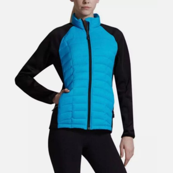 32 Degrees Weatherproof Down Puffer Jacket Womens Size Large Thumbholes Stretch - Picture 1 of 10